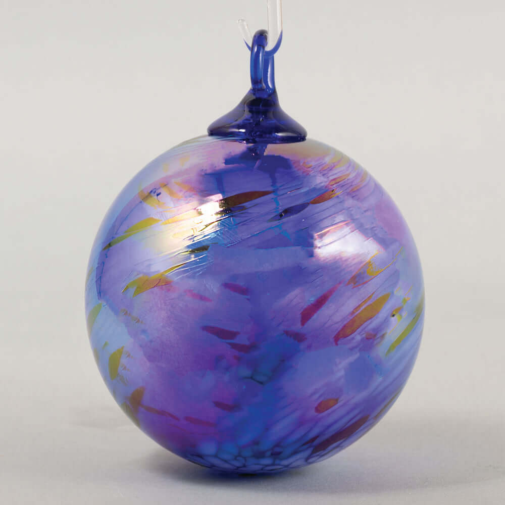 Cobalt Feather Chip Glass Ball Ornament