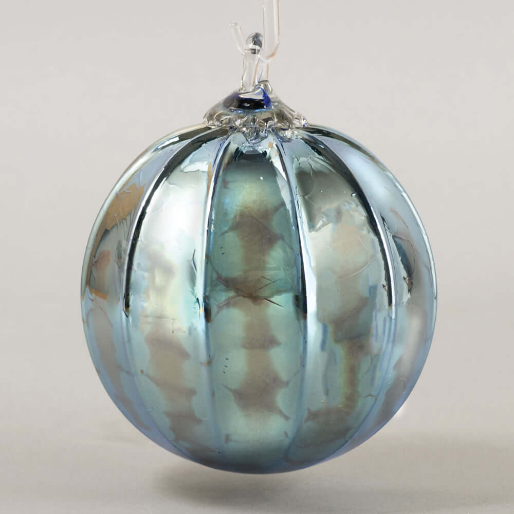 Steel Blue Glass Ball Ornament