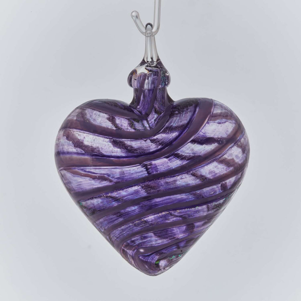Purple Jasmine Glass Heart Ornament