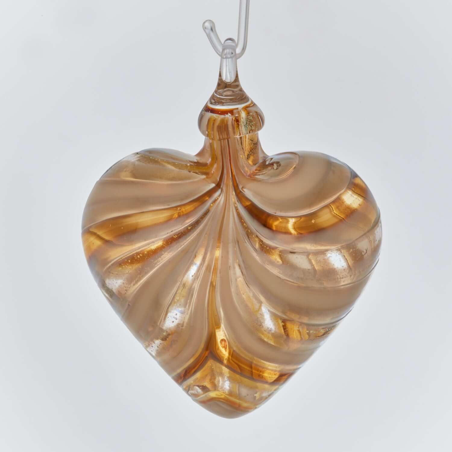 Golden Amber Glass Heart Ornament