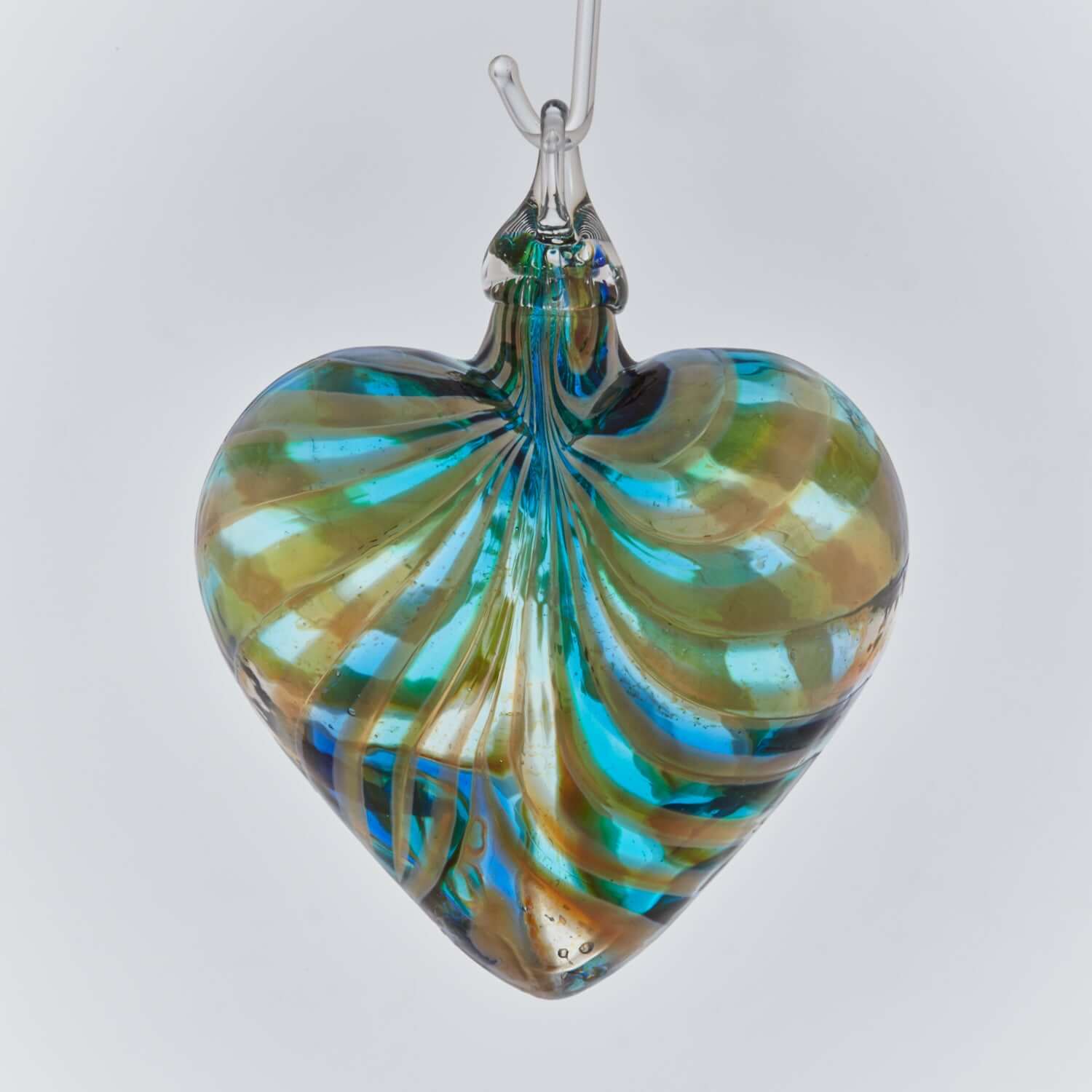 Marina Blue Glass Heart Ornament