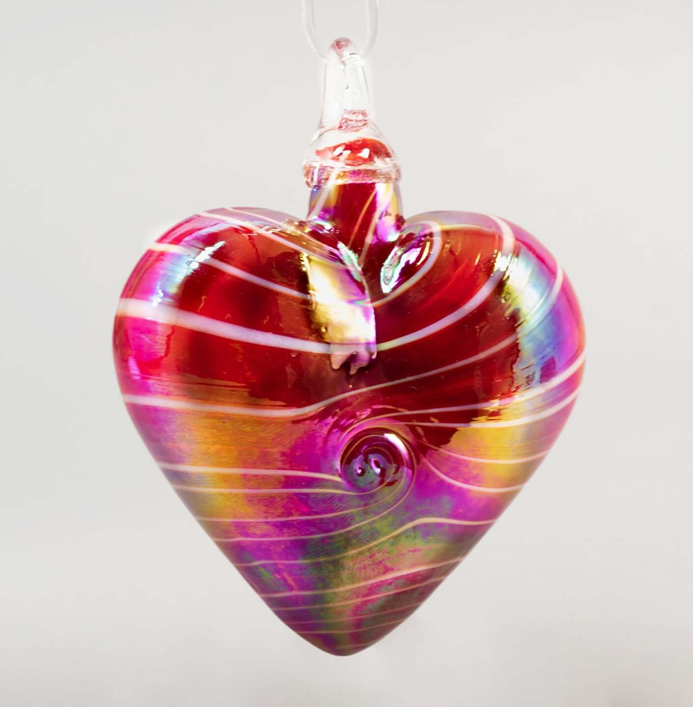 Cupid Red Heart Glass Ornament
