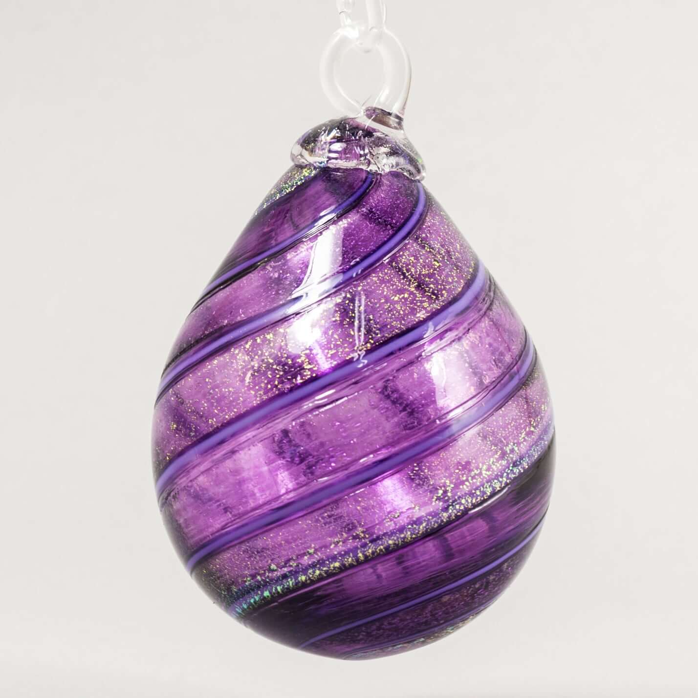 Golden Amethyst Glass Teardrop Ornament