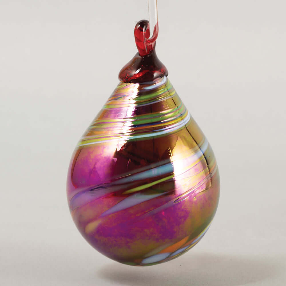 Holiday Swirl Raindrop Glass Ornament