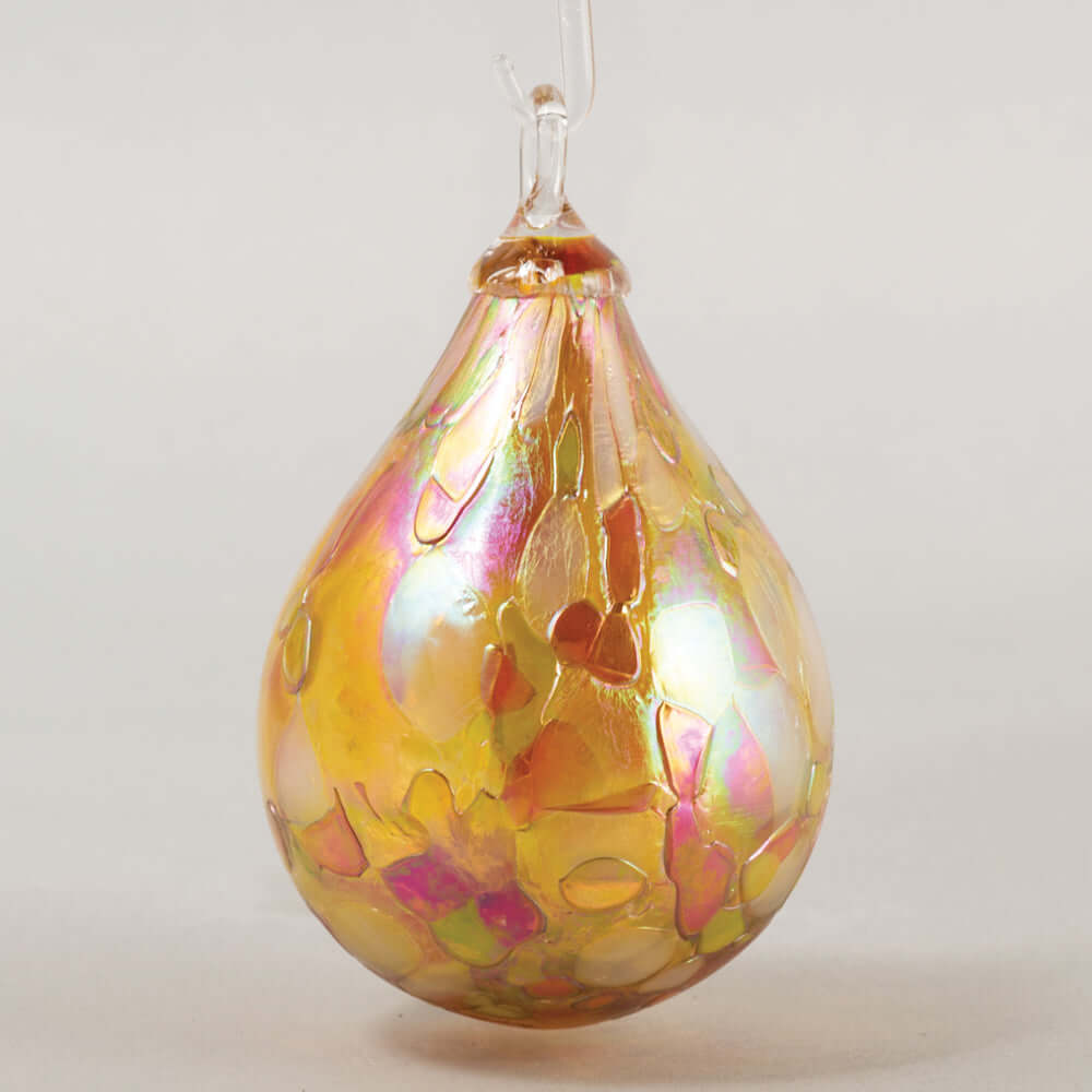 Gold Mosaic Glass Teardrop Ornament
