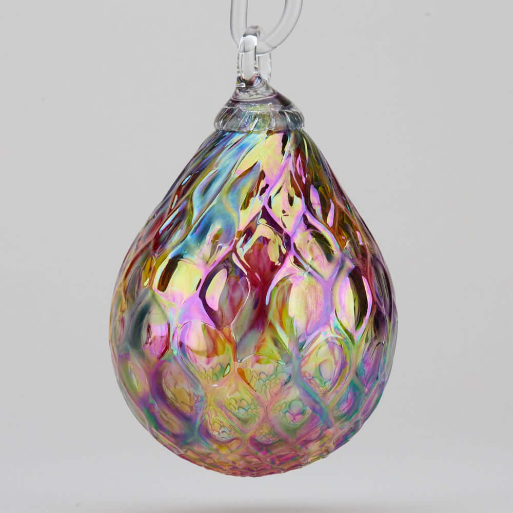 Rainbow Diamond Facet Raindrop Glass Ornament