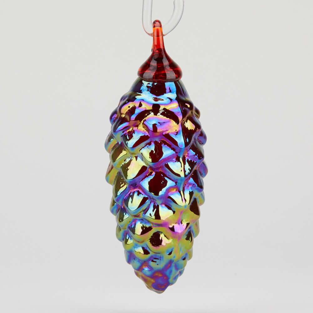 Cranberry Luster Glass Pinecone Ornament