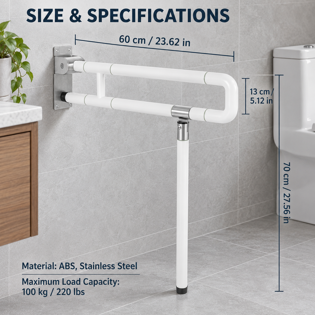 Stainless Steel Wall-Mounted Elderly Bathroom Handrail Safety Bar