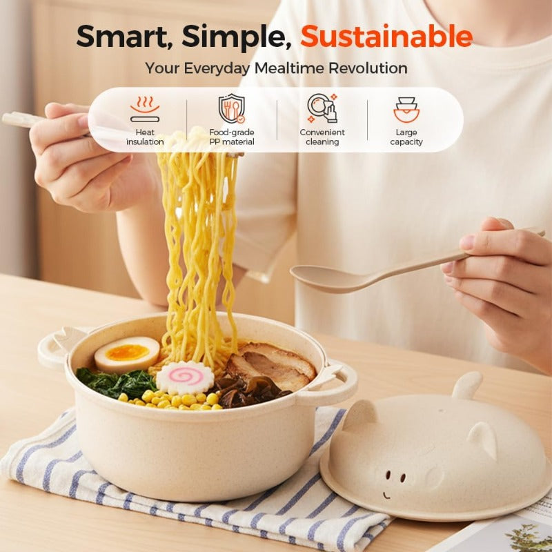 Cute Piggy Ramen Bowl Set