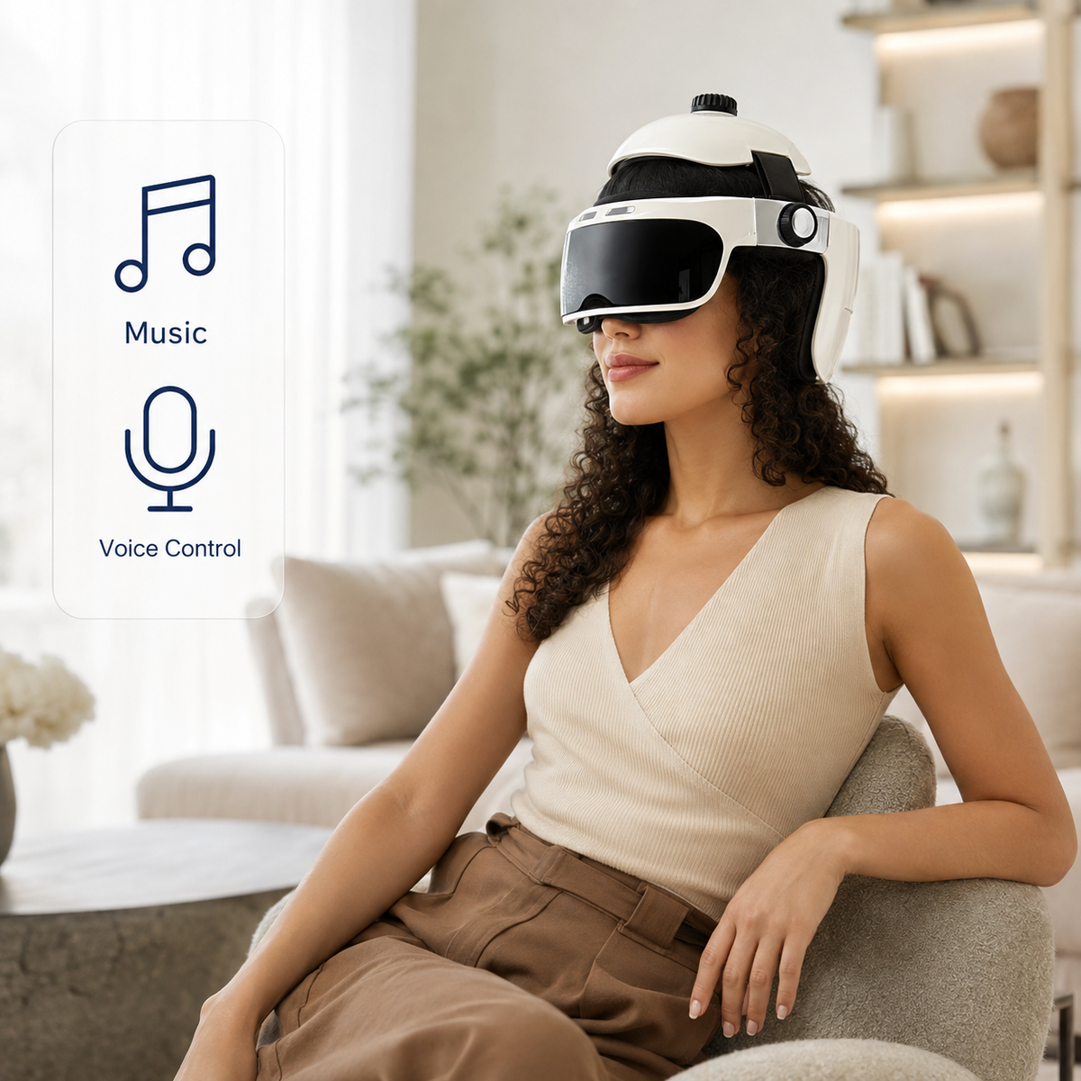 Chargeable Electric Heating Head Eye Massage Helmet
