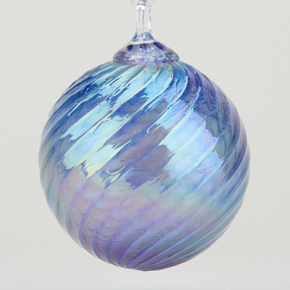 Pacific Blue Twist Glass Ball Ornament