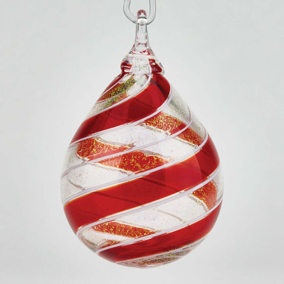 Ruby Swirl Glass Teardrop Ornament