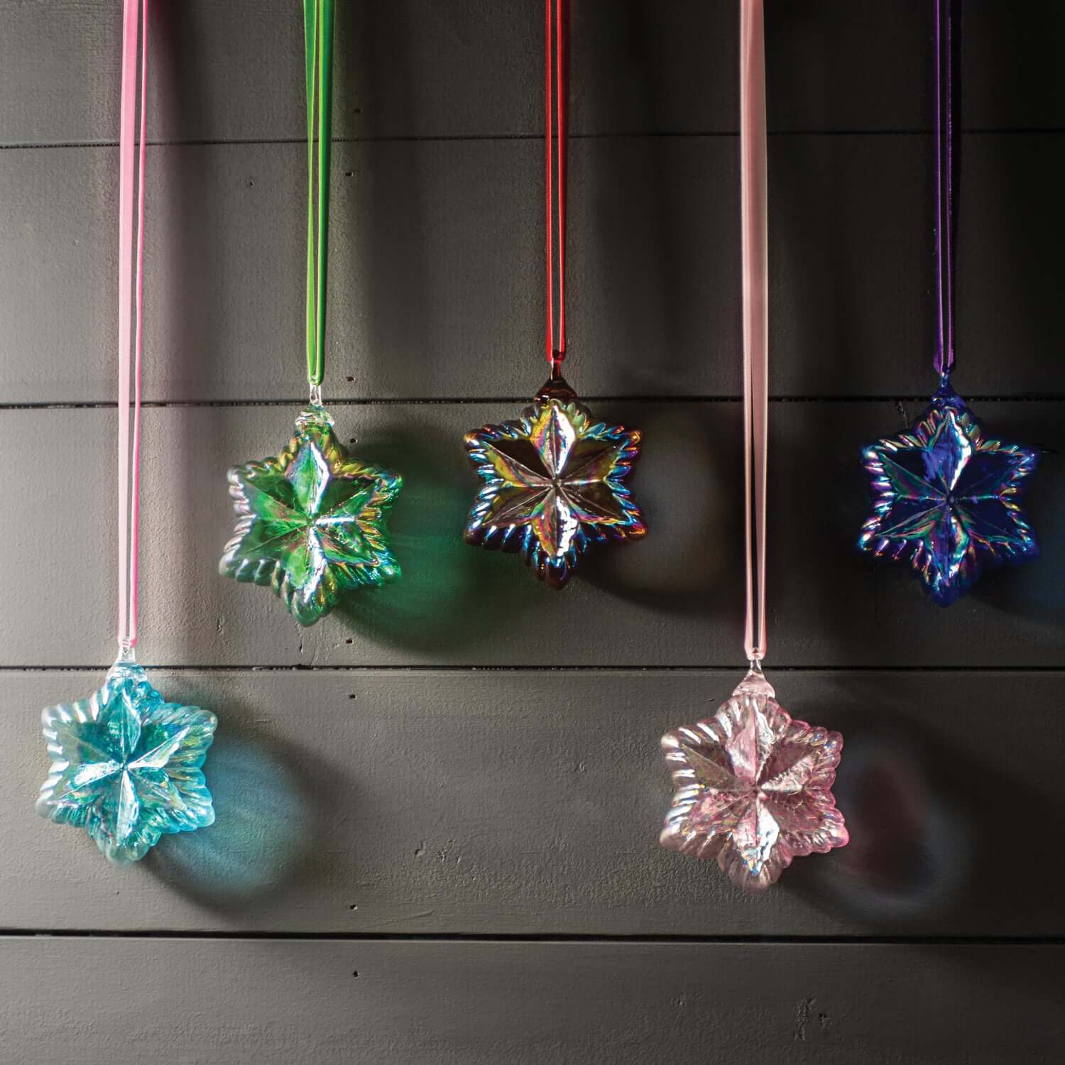 Red Iridescent Glass Star Ornament