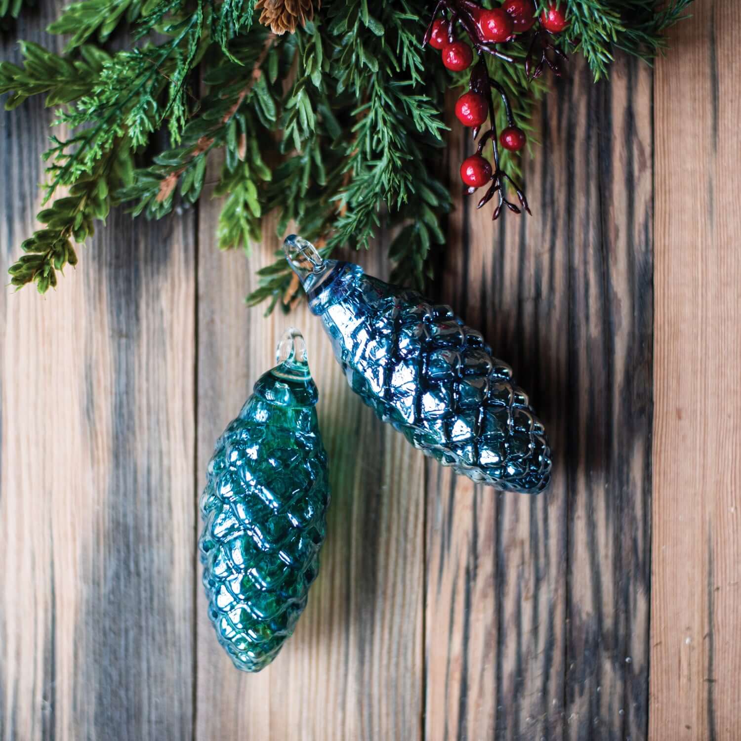 Cranberry Luster Glass Pinecone Ornament