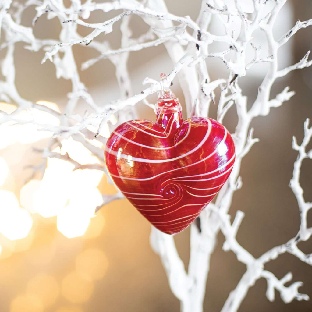 Cupid Red Heart Glass Ornament