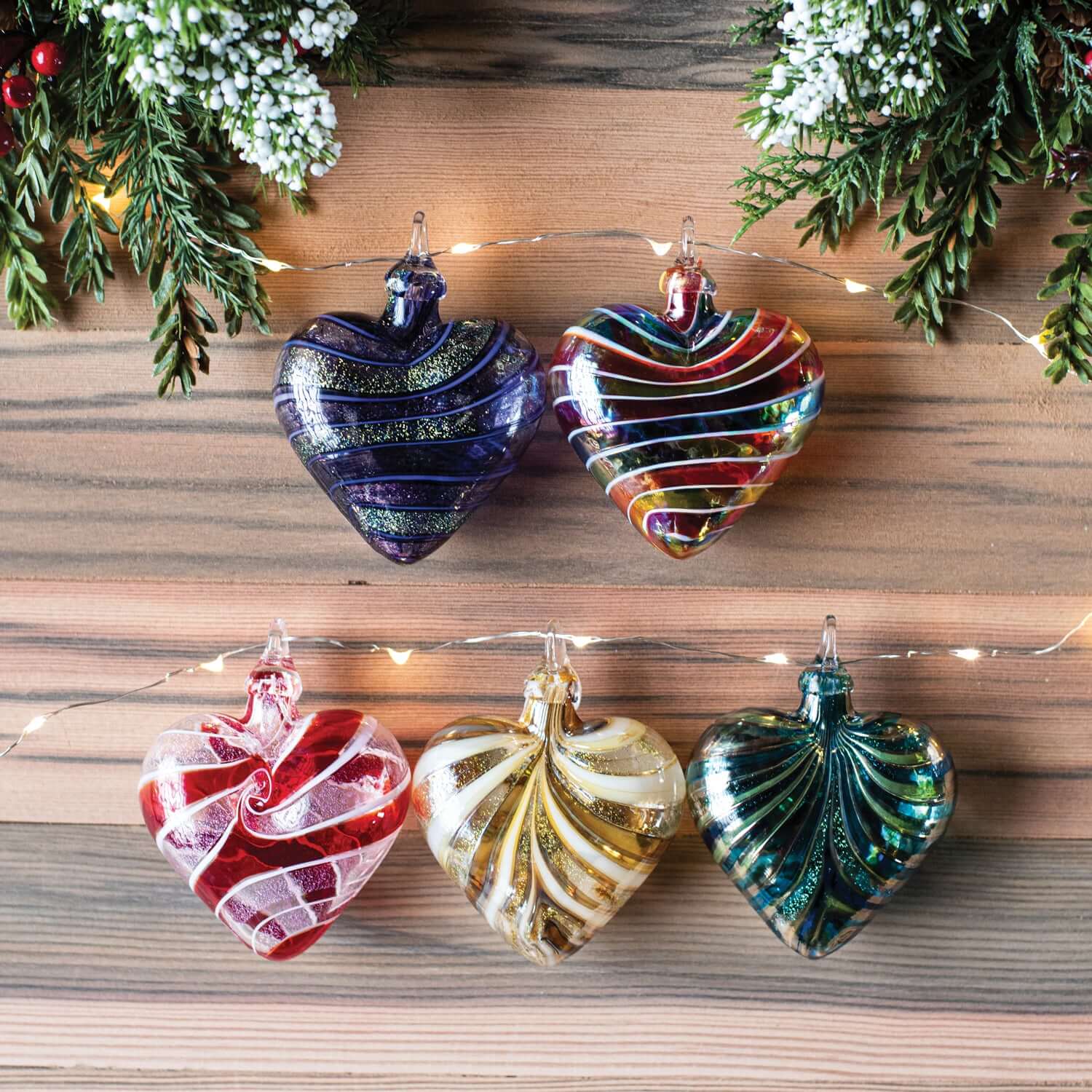 Golden Amber Glass Heart Ornament