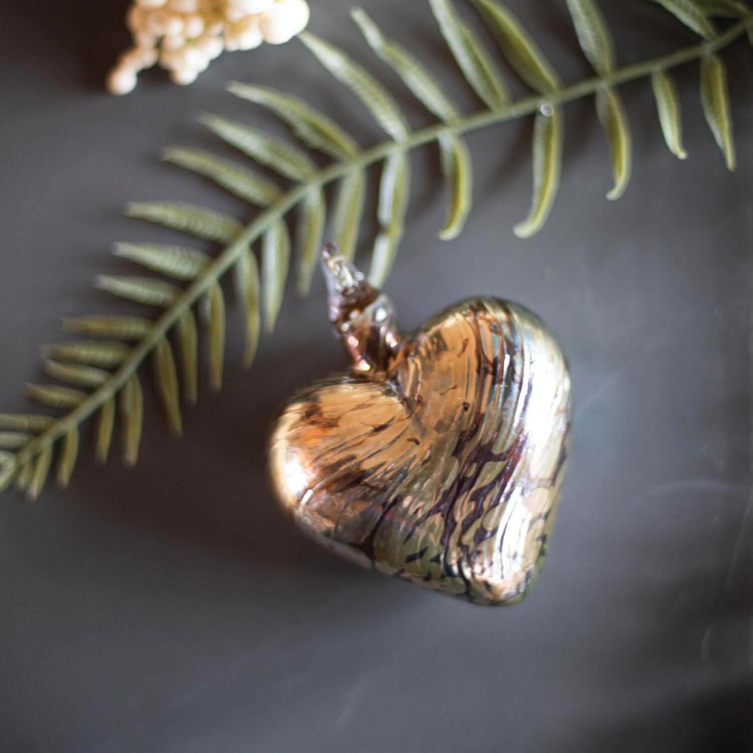 Golden Love Glass Heart Ornament