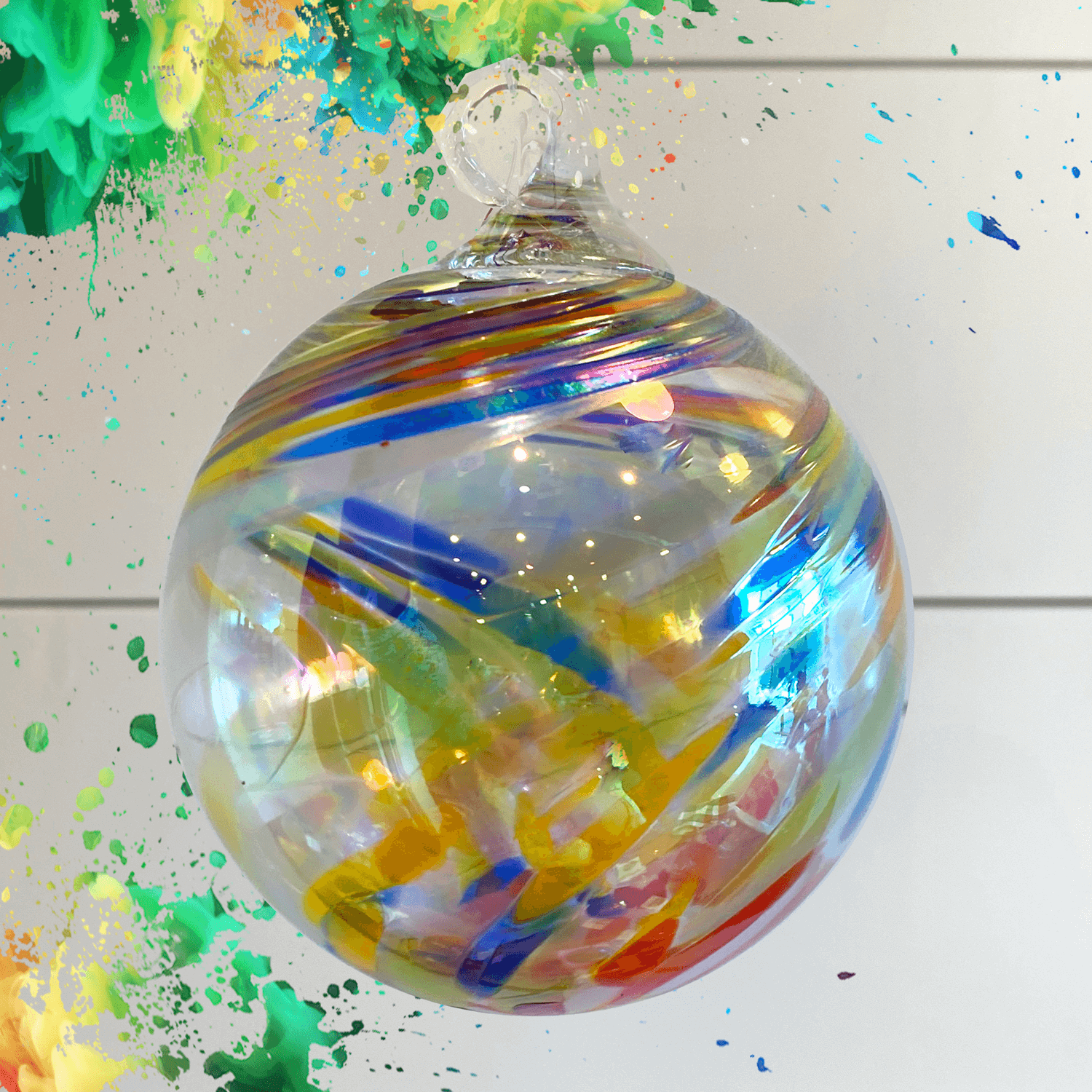 Clown Feather Glass Ball Ornament