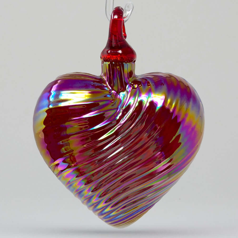 July Ruby Glass Heart Ornament