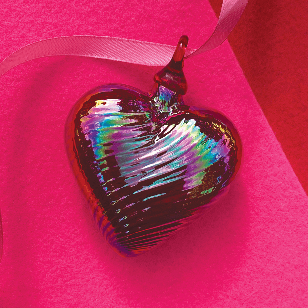 July Ruby Glass Heart Ornament