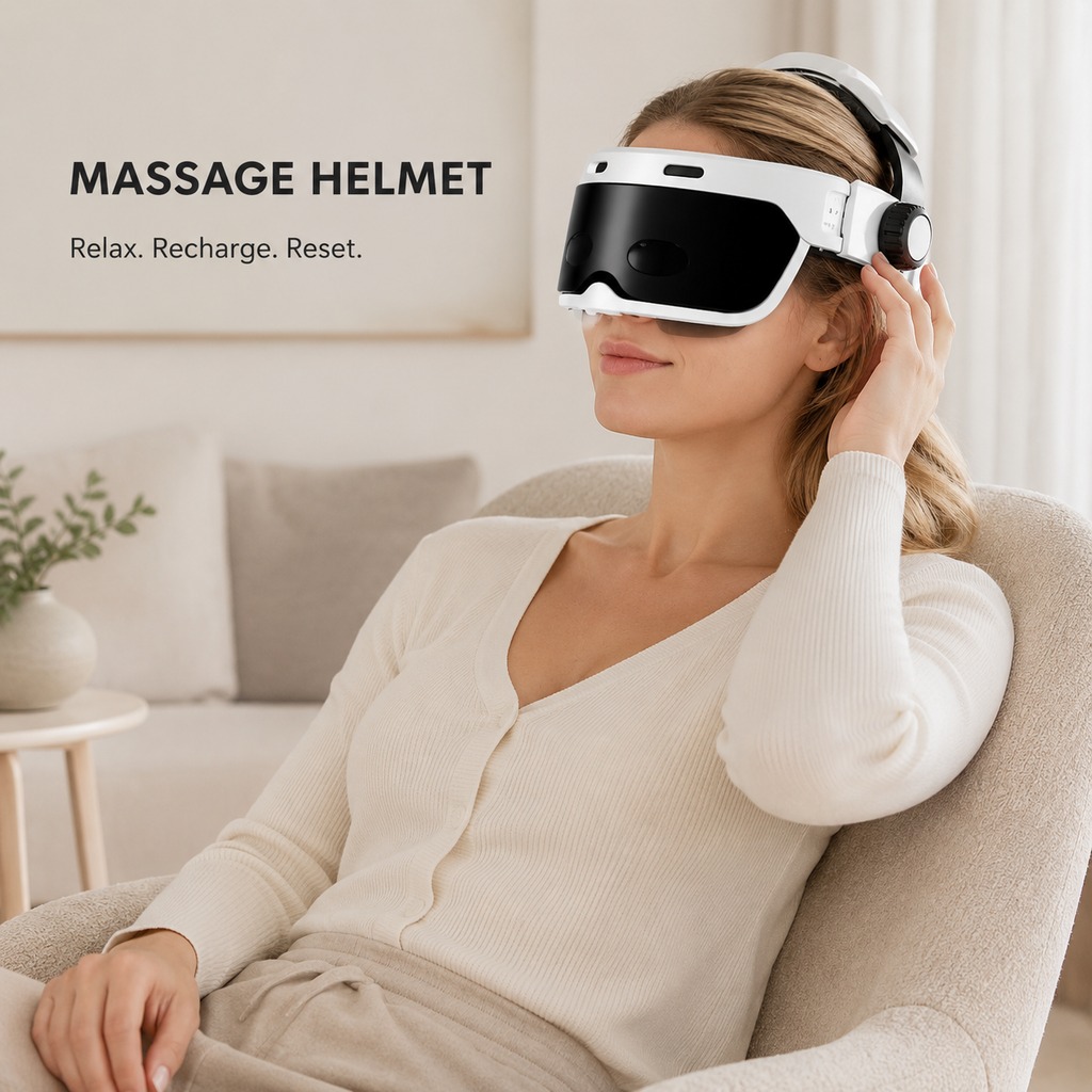 Chargeable Electric Heating Head Eye Massage Helmet