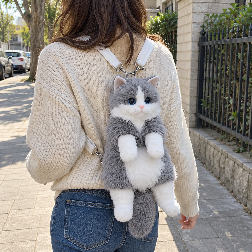 Never Let Go Cat Plush Backpack