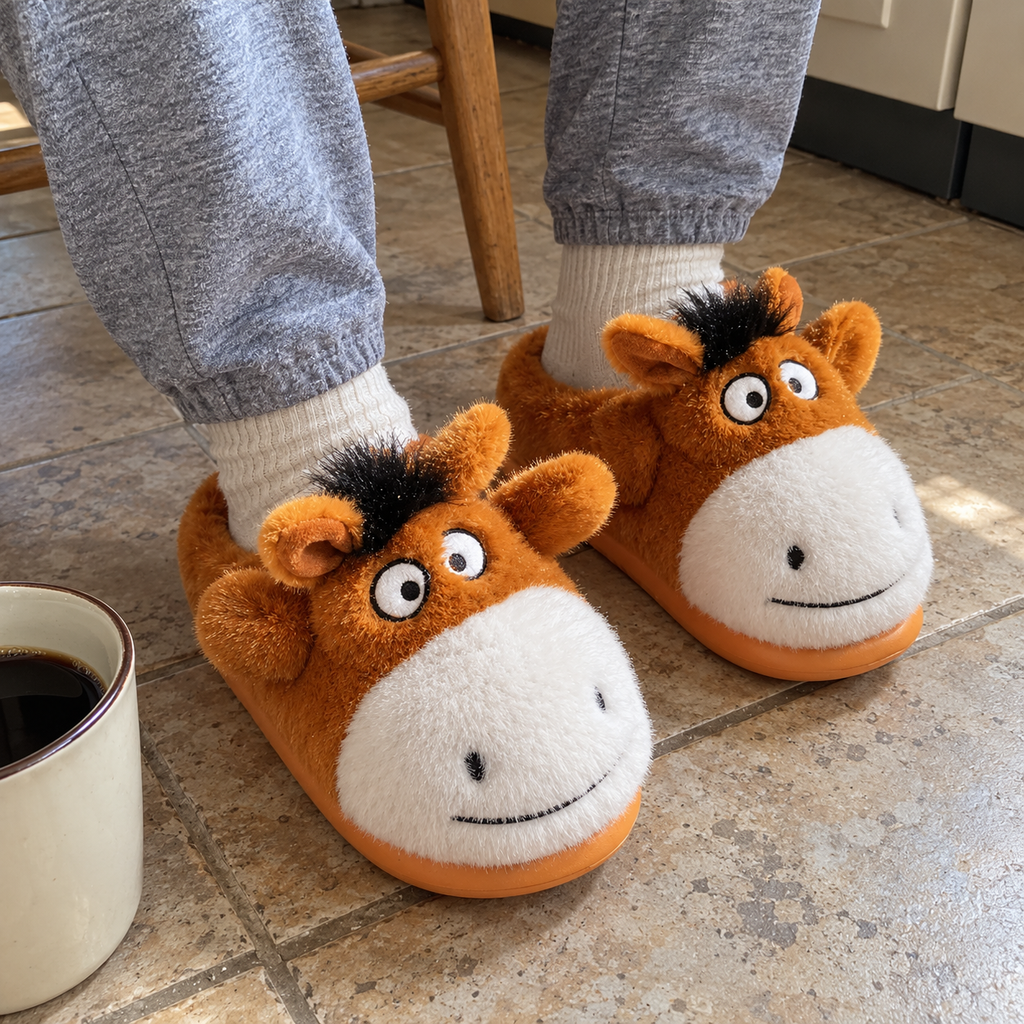 Lazy Donkey Fluffy House Slippers