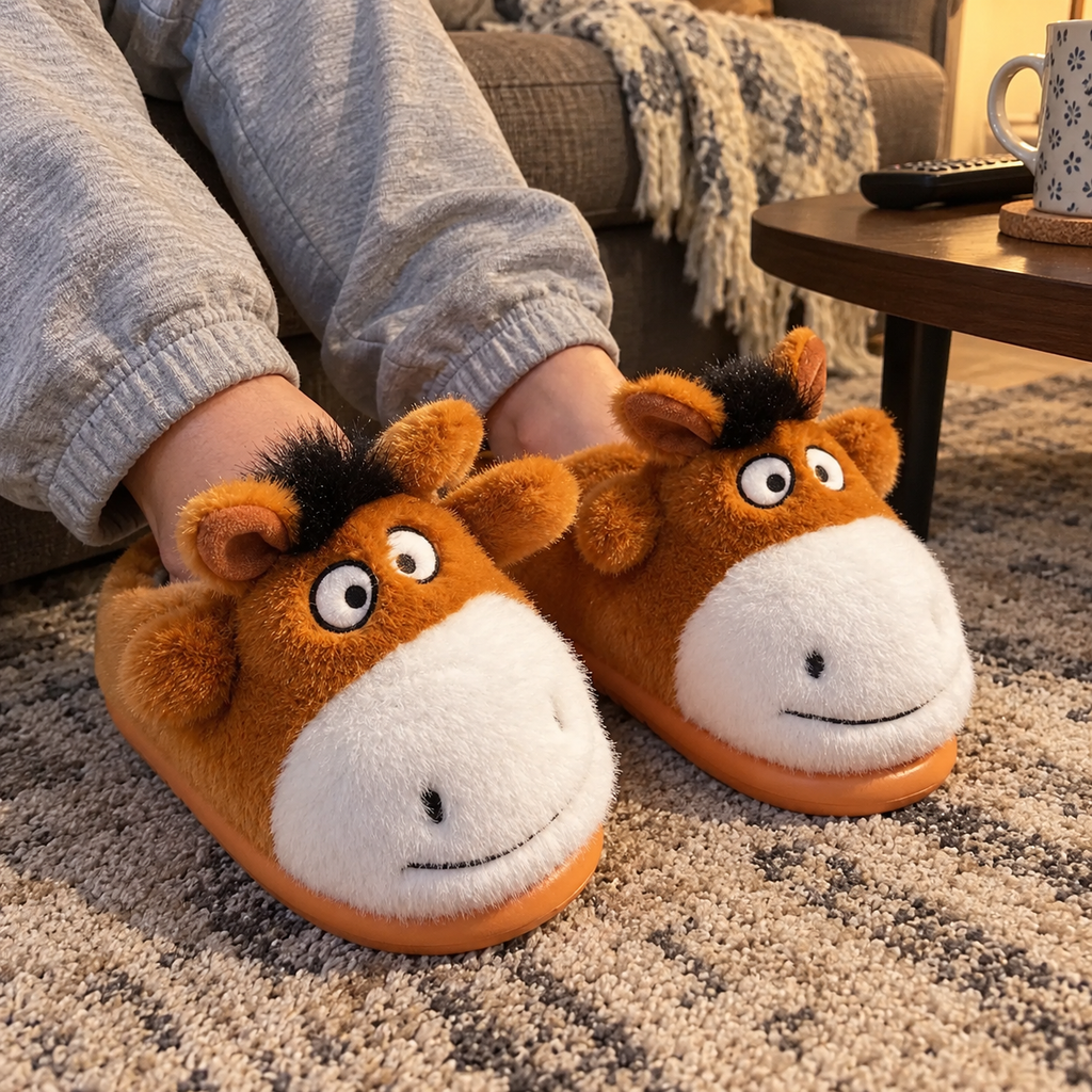 Lazy Donkey Fluffy House Slippers