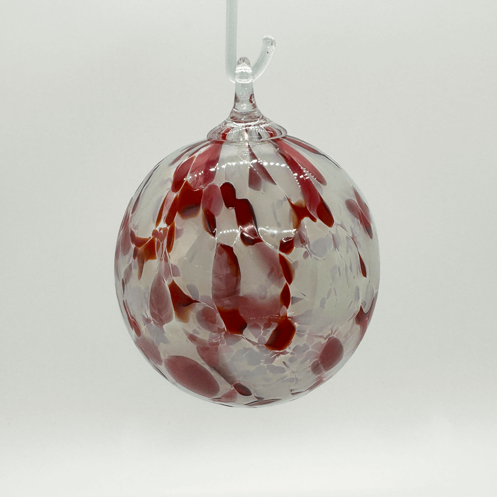 Crimson & Gray Glass Ball Ornament