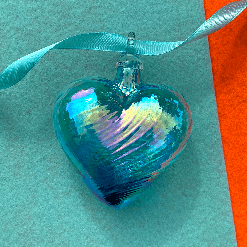 December Topaz Glass Heart Ornament