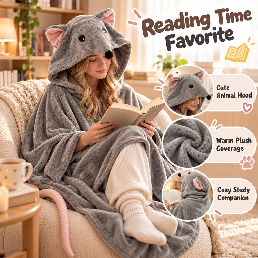Cozy Mouse Hooded Wearable Blanket Cape
