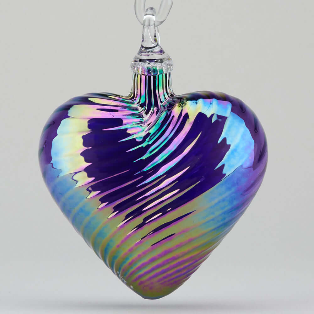 February Amethyst Glass Heart Ornament
