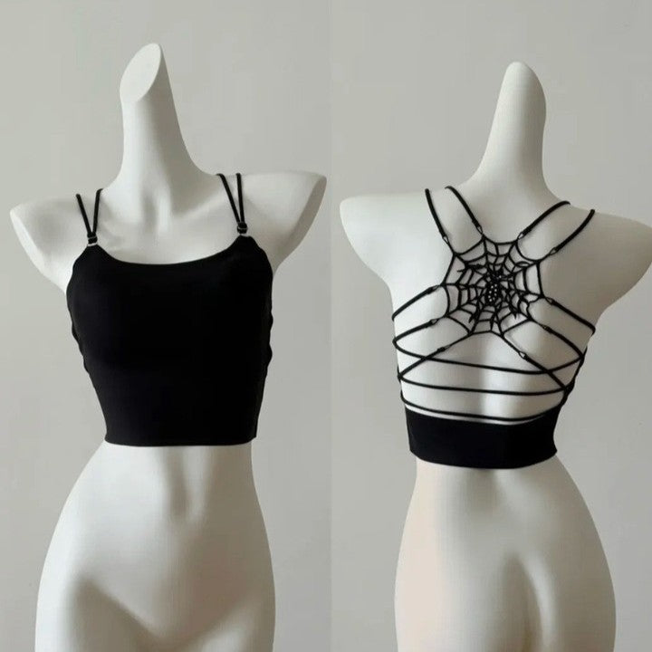 Midnight Spider Web Crop Top