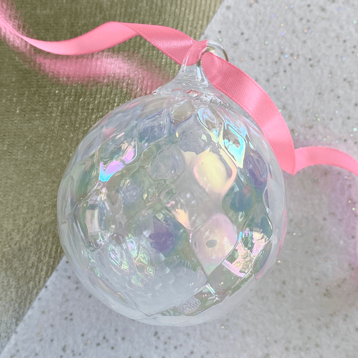 June Pearl Facet Glass Ball Ornament