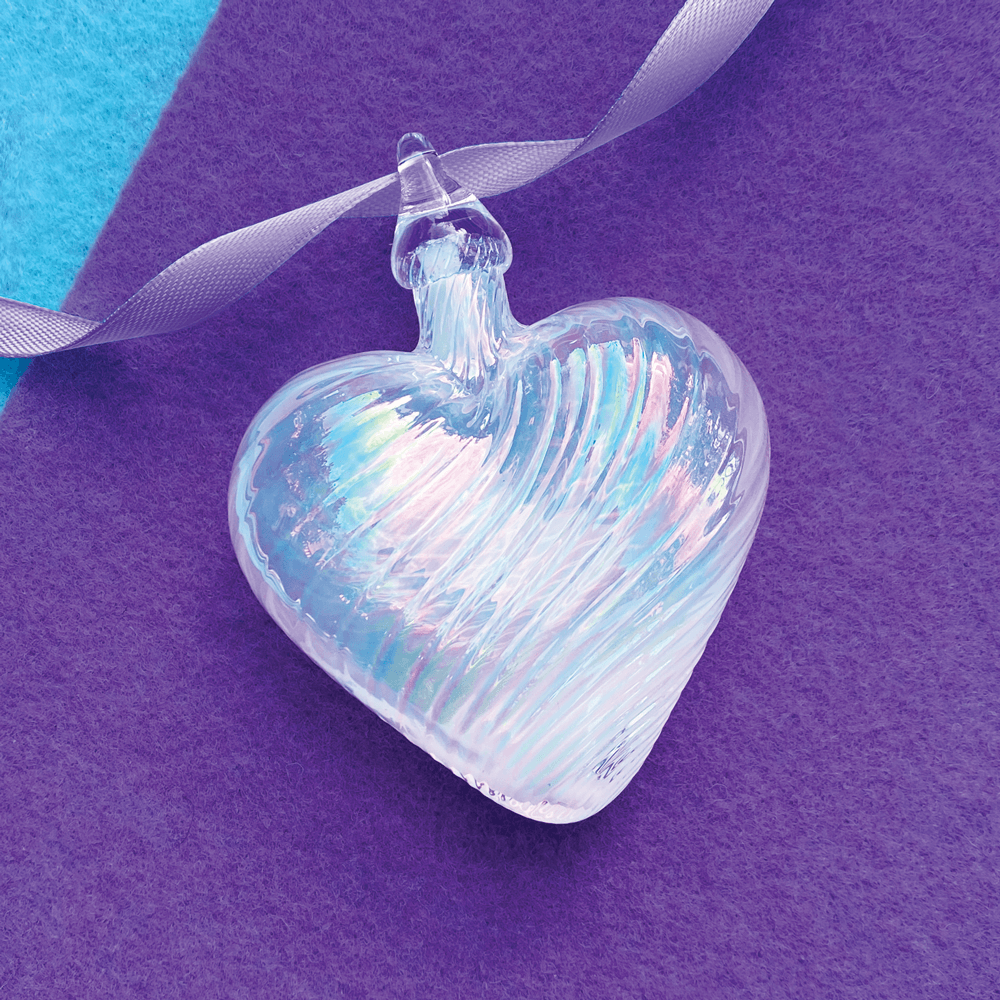 June Pearl Glass Heart Ornament