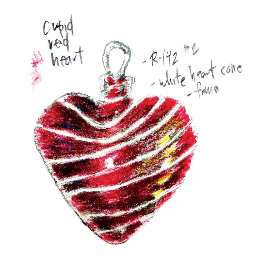 Cupid Red Heart Glass Ornament