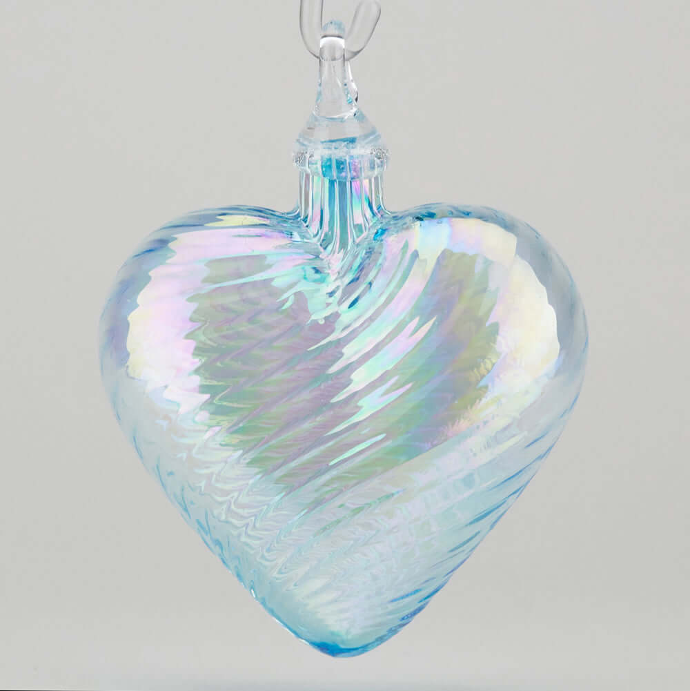 March Aquamarine Glass Heart Ornament