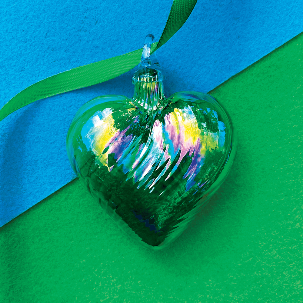 May Emerald Glass Heart Ornament