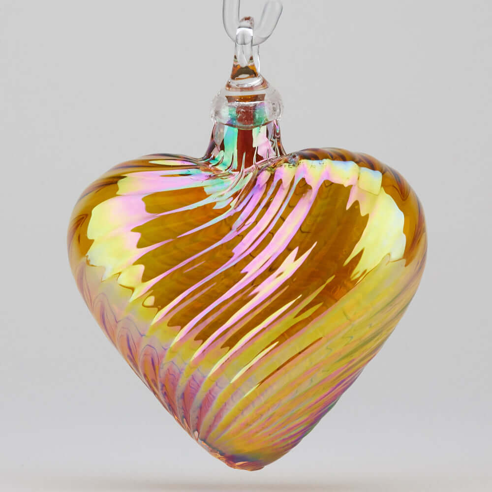 November Citrine Glass Heart Ornament