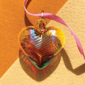 November Citrine Glass Heart Ornament