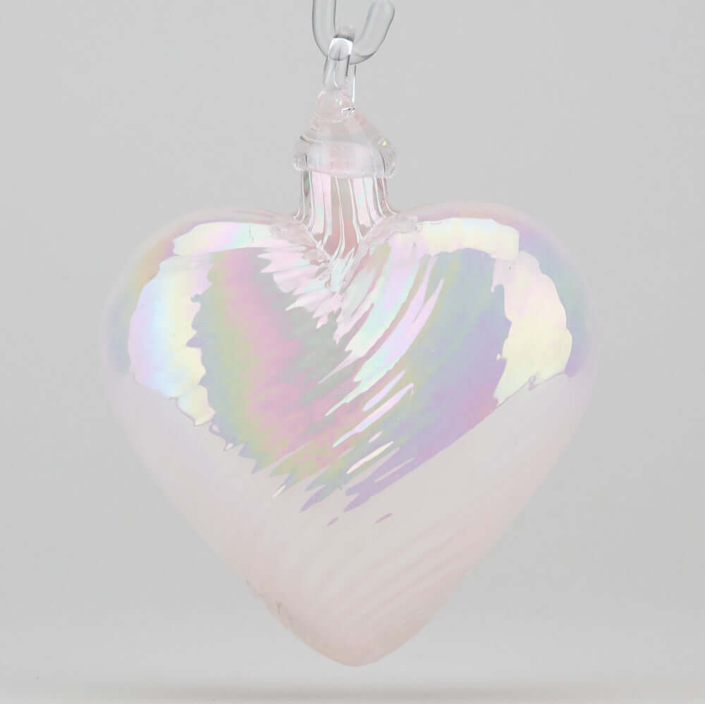 October Pink Opal Glass Heart Ornament