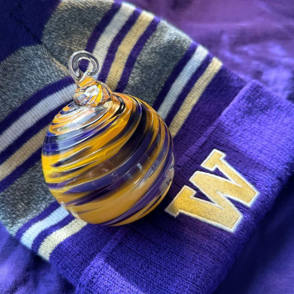 Purple & Gold Glass Ball Ornament
