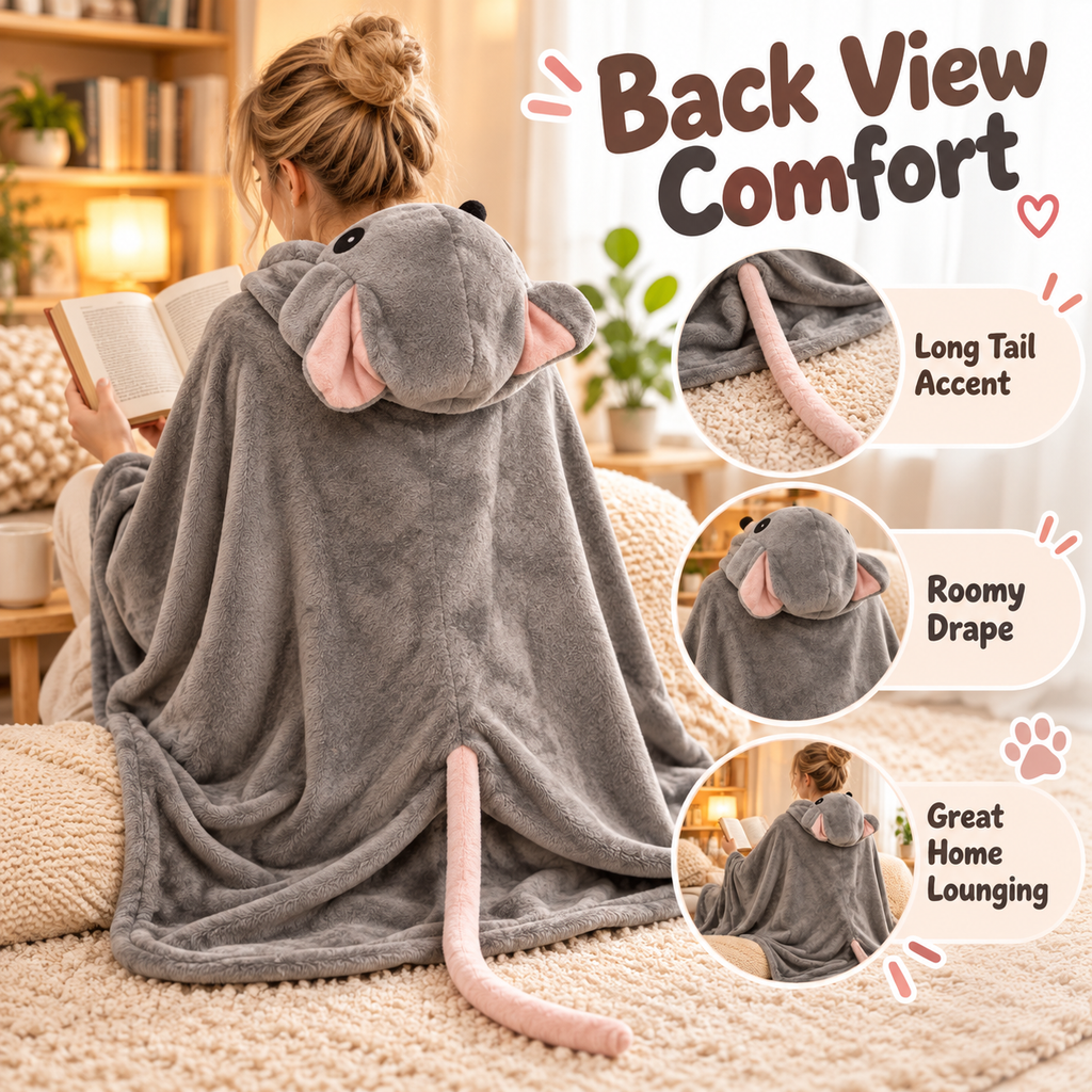 Cozy Mouse Hooded Wearable Blanket Cape