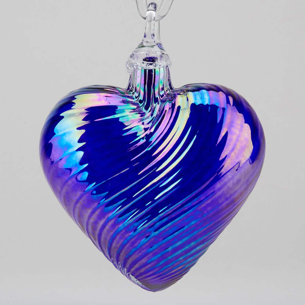 September Sapphire Glass Heart Ornament