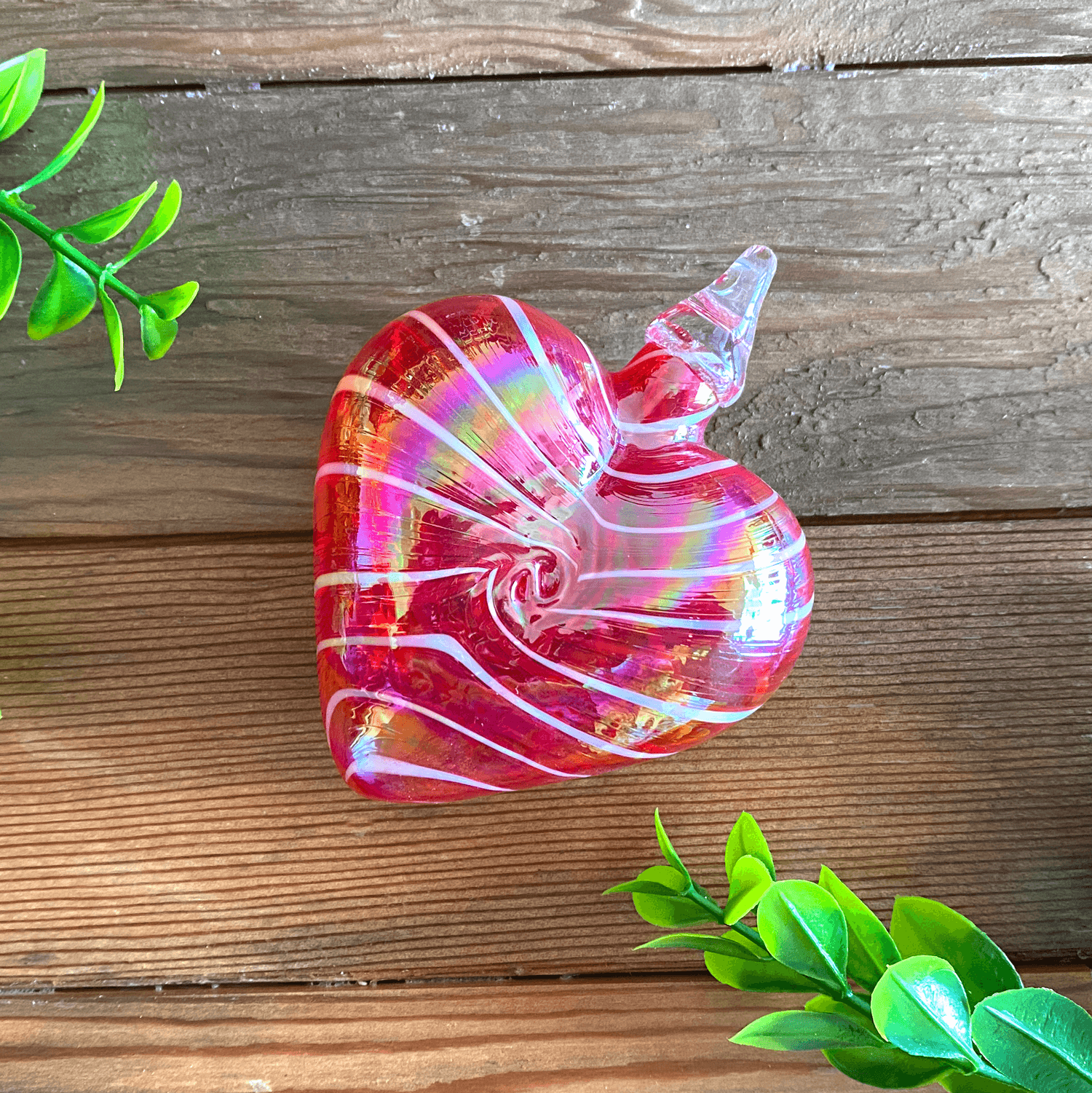 Cupid Red Heart Glass Ornament