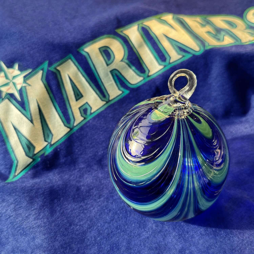 True to the Blue Glass Ball Ornament