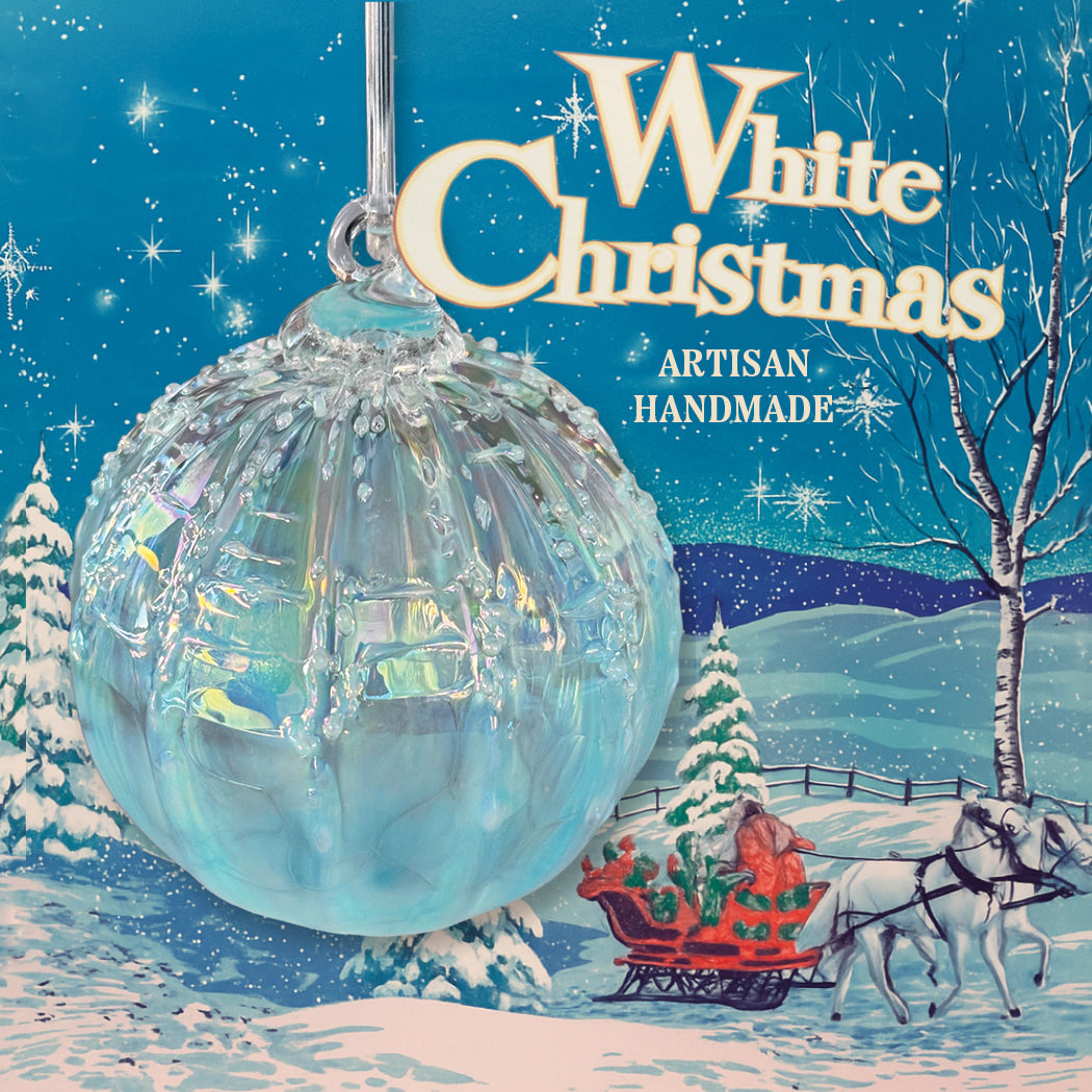 White Christmas Glass Ball Ornament