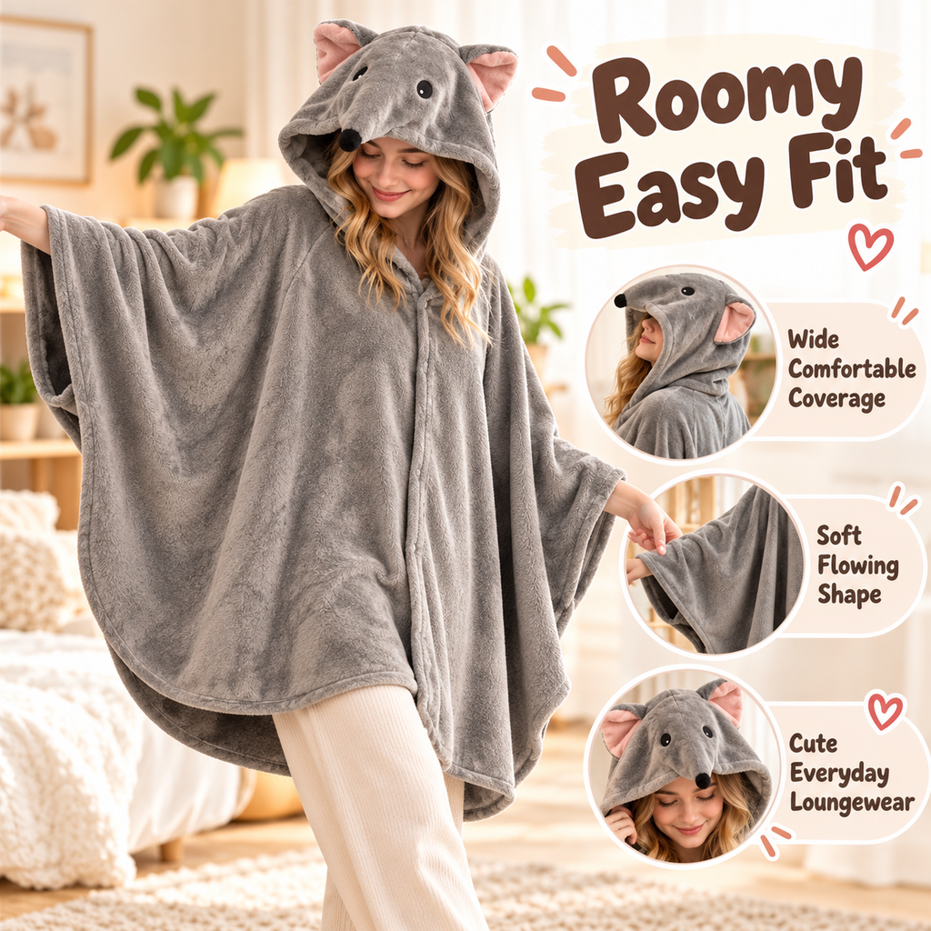Cozy Mouse Hooded Wearable Blanket Cape